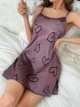 Women'S Satin Cami Sleep Dress With Crown Pattern