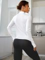 Yoga Basic Half Zip Thumb Holes Sports Sweatshirt