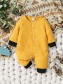 Newborn Color Block Button Closure Bodysuit Pants