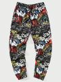 SHEIN Men Graffiti Print Drawstring Waist Pants