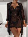 3pcs/set Women's Sexy Lace Lingerie Dress Set