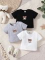 SHEIN Baby Boys' Bear & Letter Printed Top