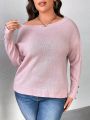 SHEIN SXY Plus Button Detail Drop Shoulder Sweater