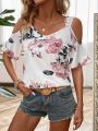 Women'S Off Shoulder Floral Print Blouse