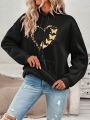 SHEIN Unity Butterfly & Heart Print Kangaroo Pocket Warm Lining Hoodie