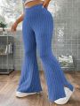 Plus Split Hem Flare Leg Pants