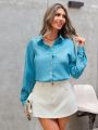 SHEIN Privé Button Down Long Sleeve Shirt