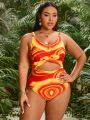 SHEIN Swim SXY Women's Plus Size Tie Dye Cutout One Piece Swimsuit