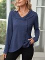 EMERY ROSE Women's Long Sleeve Shirt With Drape Design