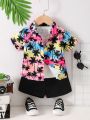 Baby Boy Coconut Tree Print Shirt & Shorts Without Tee