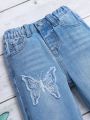 Young Girls' Butterfly Embroidered Straight Leg Jeans