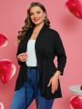 EMERY ROSE Plus Size Solid Color Drawstring Waist Jacket