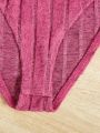 SHEIN Big Girls' Plain Color High Collar Ribbed Fleece Knitted Jumpsuit 3pcs/Set