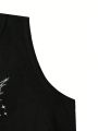 Rat Studio Women'S Short Sleeve Fitted Butterfly Print Tank Top With Rhinestone Detailing And Round Neckline