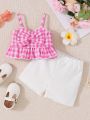 Baby Girls' Summer Outfits Cute Bowknot Tank Top And Shorts Set