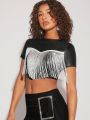 Pretty on the Outside Fringe Trim Crop PU Leather Top