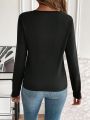 SHEIN LUNE Lace Patchwork Long Sleeve T-shirt