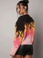 Girls Dont Cry Fire Pattern Drop Shoulder Sweater