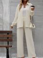 Women's Solid Color Shirt And Pants Suit