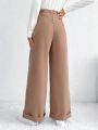 SHEIN Frenchy Botton Decor Suit Pants With Pockets