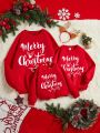 Young Girl 1pc Christmas Print Thermal Lined Sweatshirt