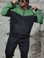 Men's Color Block Drawstring Hooded Sweatshirt