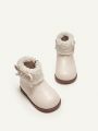 Cozy Cub Cute Fashionable Bowknot Design Plush Lined Warm Baby Soft Sole Anti-slip Short Boots