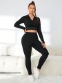 Daily&Casual Solid Color Plus Size Sports Suit