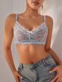 SHEIN Ladies' Contrast Color Lace Bra