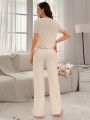 Women'S Lace Patchwork Casual Comfortable Pajama Set