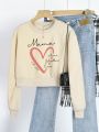 Women's Heart Printed Crew Neck Sweatshirt