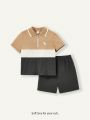 Cozy Cub Baby Boy Color Block Half-Zip Pullover Top And Solid Color Shorts Set