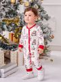 Baby Boy 2pcs Christmas Print Button Front Jumpsuit