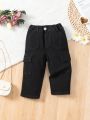 Baby Girls' Solid Color Straight-leg Workwear Denim Pants