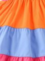 SHEIN Kids SUNSHNE Toddler Girls' Color Block Sleeveless Dress