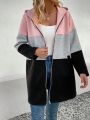 Women'S Color Block Zipper Front Hooded Jacket