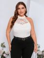 SHEIN Clasi Plus Lace Halter Neck Bodysuit