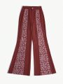 SHEIN WYWH Women's Flared Pants With Broken Flower Prints