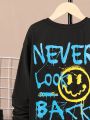 SHEIN Kids HYPEME Tween Boy Cartoon & Letter Graphic Drop Shoulder Tee