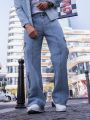 Men'S Flap Pocket & Side Stripe Denim Pants