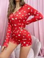 Women's Letter & Heart Printed Pajama