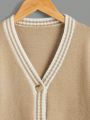 SHEIN Kids EVRYDAY Boys' Color-block Cardigan With Decorative Edging