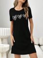 Simplicity Sketch Heart Print Night Dress