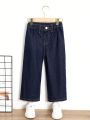 Little Girls' Basic Wide Leg Jeans For Daily Wear