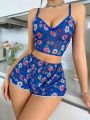 SHEIN Women's Floral Print Lingerie Set