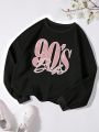 Plus Letter Graphic Thermal Lined Sweatshirt