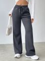 Drawstring Waist Flare Leg Low-rise Cargo Pants