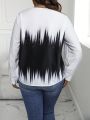 Plus Size Women's Color Block Long Sleeve Shirt