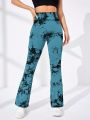 Tie Dye Wide Waistband Flare Leg Sports Pants