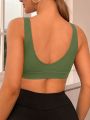 Yoga Basic Solid Ribbed Knit Sports Tank Top